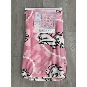 NEW Adorable Walt Disney Plush Throw - Aristocats Marie in Hearts - 46in x 60in